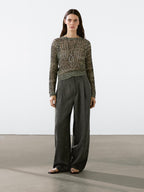 100% linen wide-leg trousers