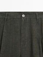 100% linen wide-leg trousers