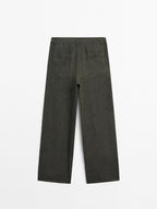 100% linen wide-leg trousers