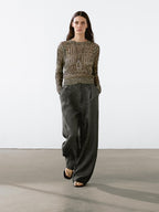 100% linen wide-leg trousers