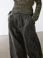 100% linen wide-leg trousers