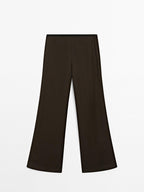 Linen blend trousers with elastic waistband