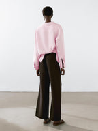 Linen blend trousers with elastic waistband