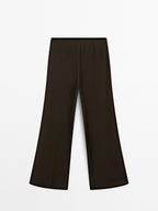 Linen blend trousers with elastic waistband