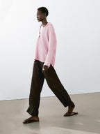 Linen blend trousers with elastic waistband