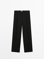 100% wool wide-leg trousers with dart - LIMITED
