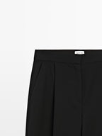 100% wool wide-leg trousers with dart - LIMITED