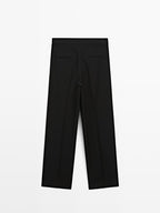100% wool wide-leg trousers with dart - LIMITED