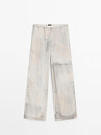 Flowing straight-leg print trousers