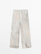 Flowing straight-leg print trousers