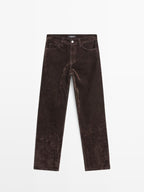 Straight-leg mid-rise flocked jeans