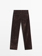 Straight-leg mid-rise flocked jeans