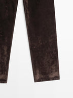 Straight-leg mid-rise flocked jeans