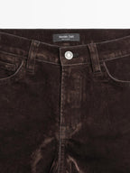Straight-leg mid-rise flocked jeans