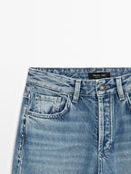 Mid-rise wide-leg jeans with studs