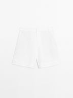 100% linen short Bermuda shorts