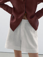 100% linen short Bermuda shorts