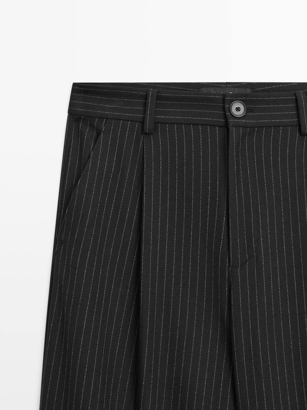 Pinstripe wide-leg trousers