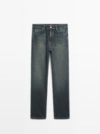 High-waist straight-leg comfort jeans