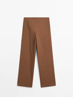 Linen blend wide-leg trousers