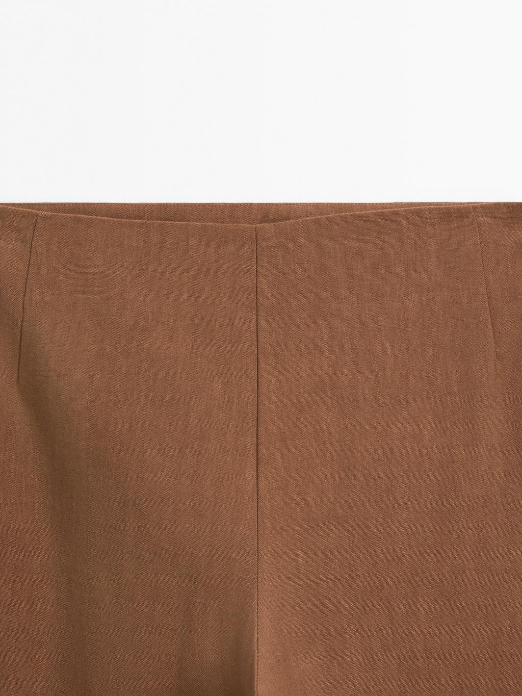 Linen blend wide-leg trousers