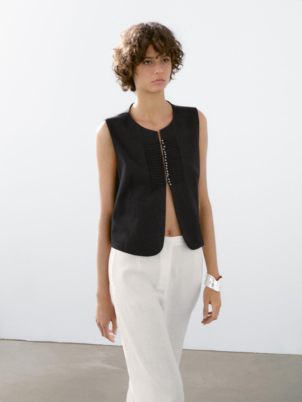 100% linen suit trousers