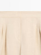 Linen blend darted wide-leg trousers