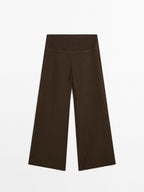 High-waist wide-leg linen trousers