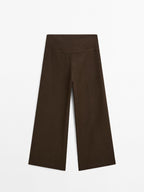 High-waist wide-leg linen trousers