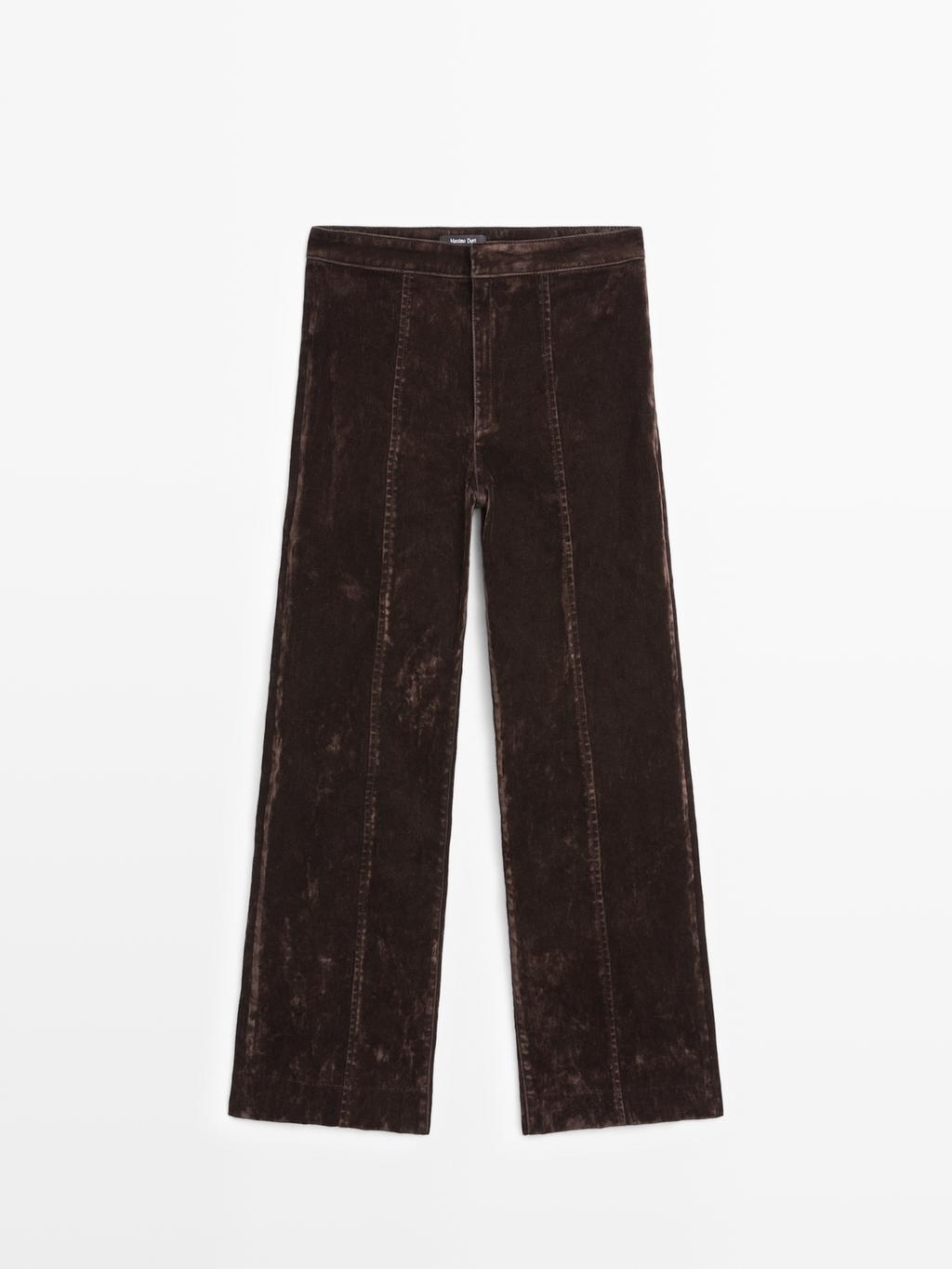 Flare fit high-waist flocked jeans