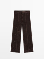 Flare fit high-waist flocked jeans