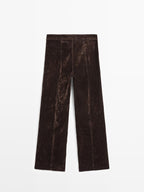 Flare fit high-waist flocked jeans