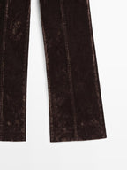 Flare fit high-waist flocked jeans