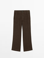 100% linen kick flare fit trousers