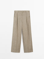 Linen blend darted trousers