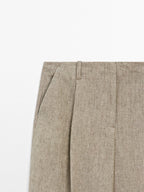 Linen blend darted trousers