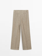 Linen blend darted trousers