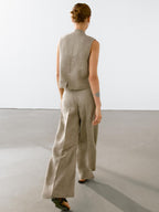 Linen blend darted trousers