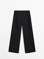 Darted wide-leg trousers