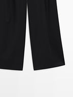 Darted wide-leg trousers
