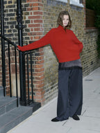 Darted wide-leg trousers