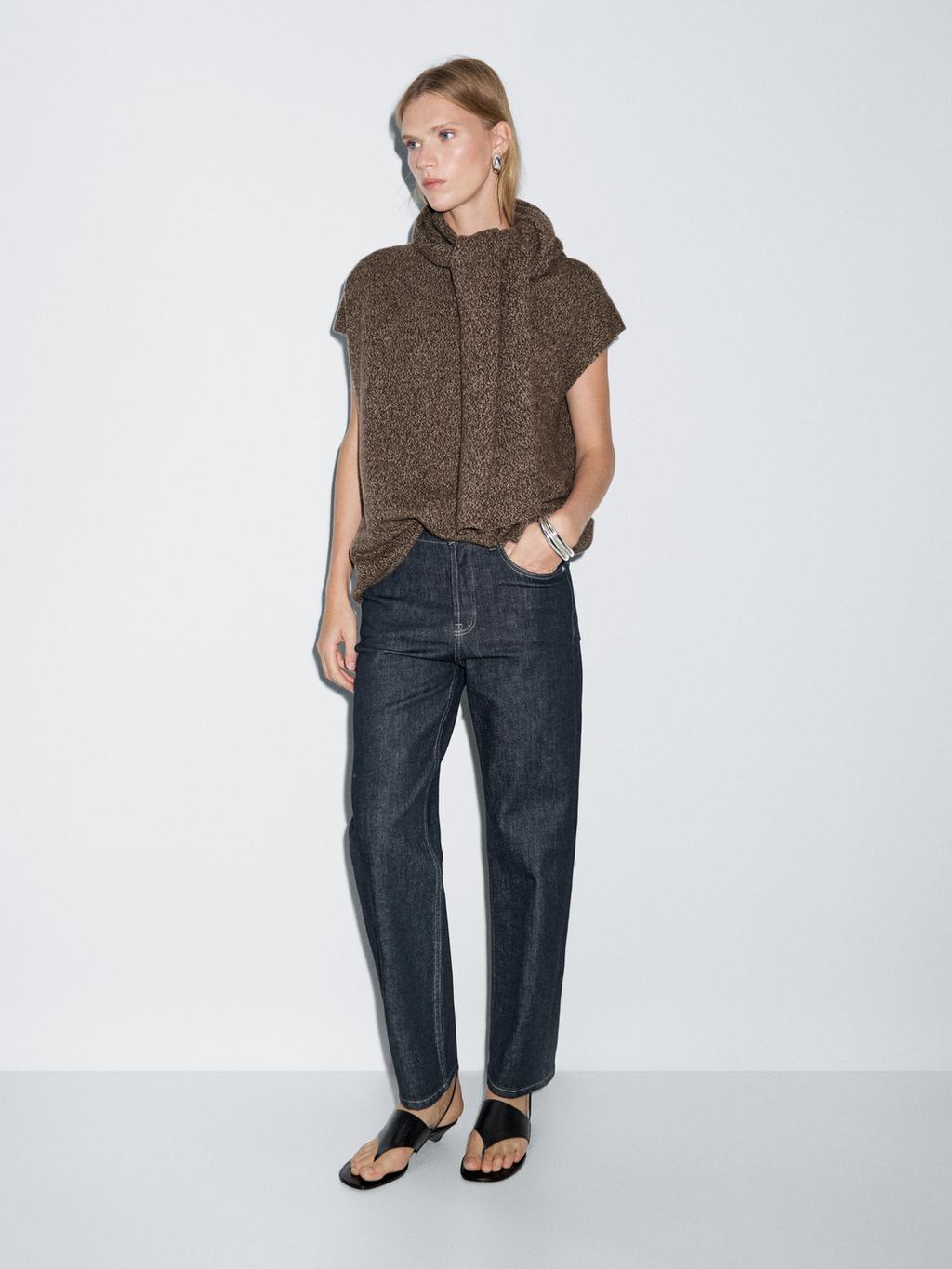 High-waist straight-leg cropped comfort jeans