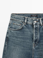 High-waist straight-leg cropped comfort jeans