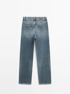 High-waist straight-leg cropped comfort jeans