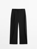 Wool blend wide-leg trousers