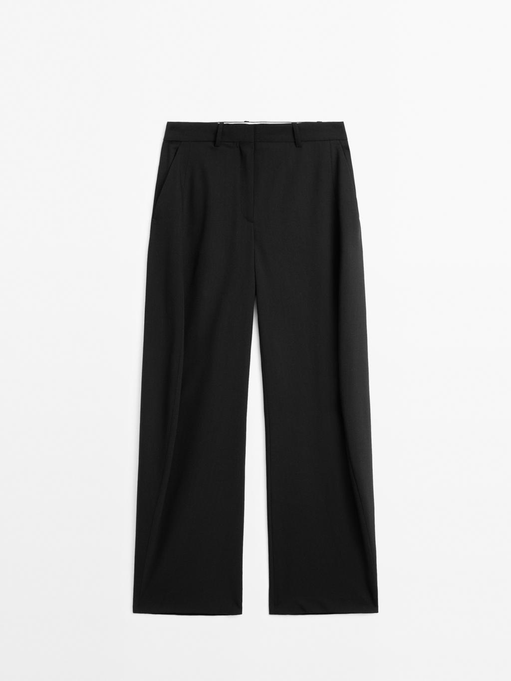 Wool blend wide-leg trousers