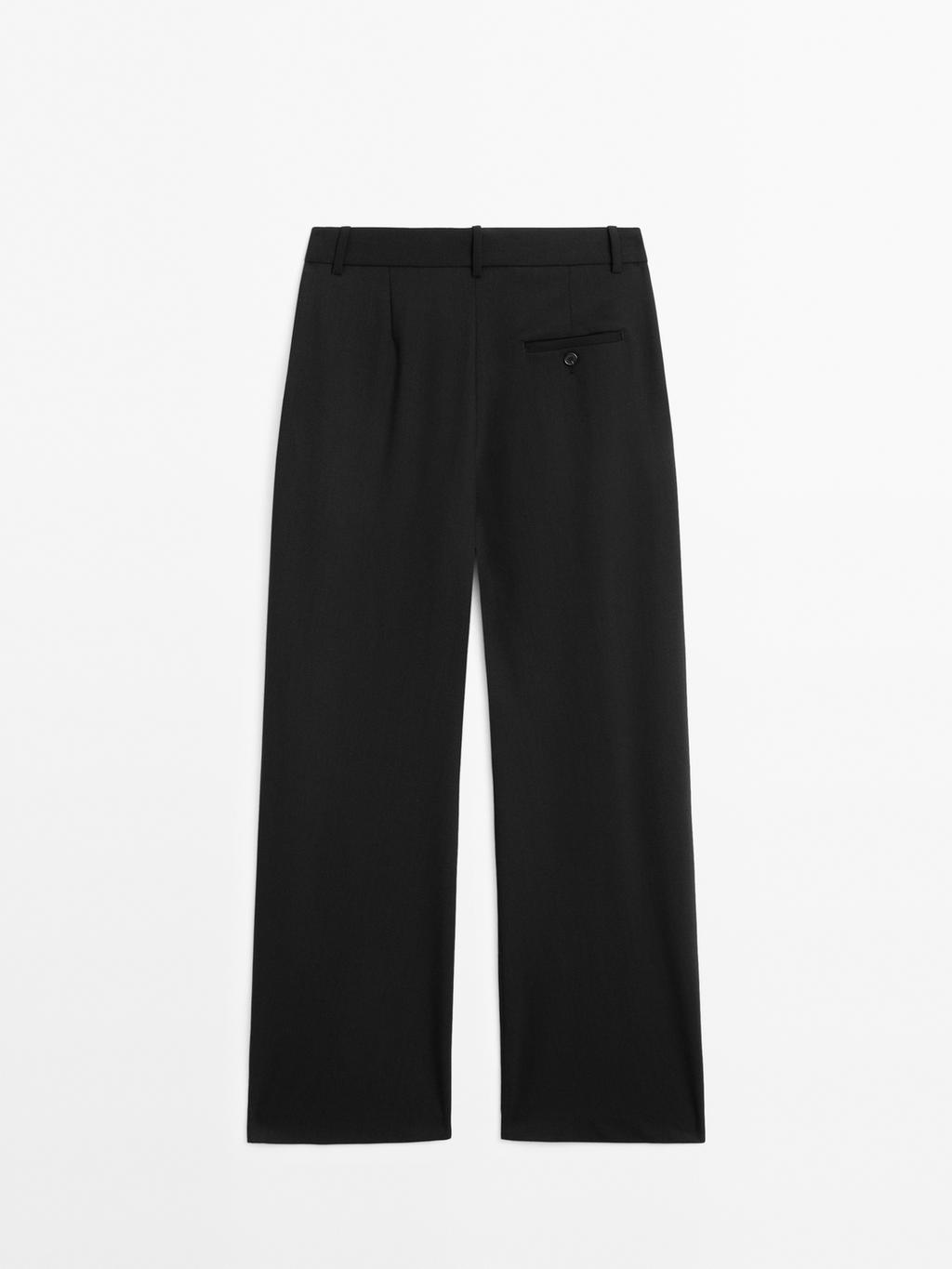 Wool blend wide-leg trousers