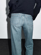 Low-rise straight-leg jeans