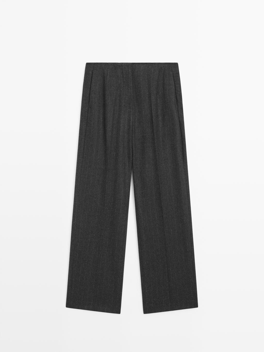 Striped wool blend trousers