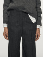 Striped wool blend trousers